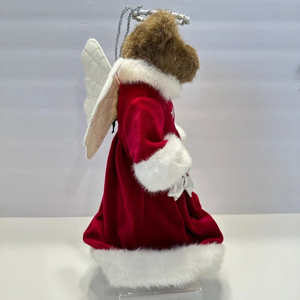 Vintage Boyds Bears Christmas Angel Bear‎ Tree Topper Red Velvet Stars Plush